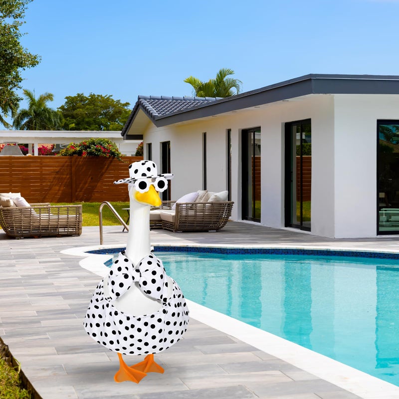 JcHrmers Hawaiian Goose Outfit Summer Porch Goose Outfits Bikini Goose Clothes Cute Goose Costume for Outdoor Garden Yard Decor(White) - Image 5
